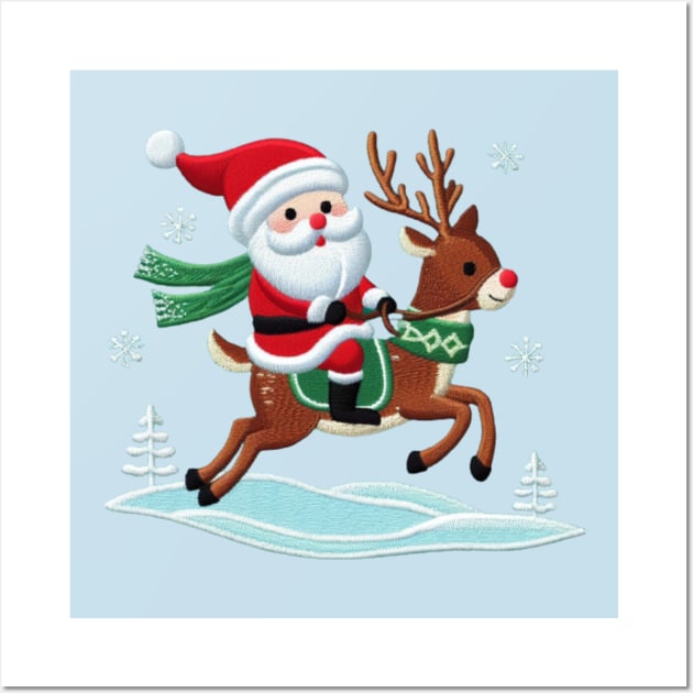 Christmas Reindeer embroidery style 03 Wall Art by fadinstitute